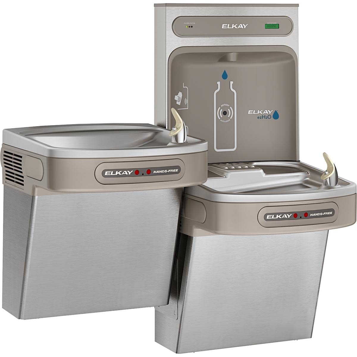Elkay EZH2O Refrigerated Bi-Level Drinking Fountain with Bottle - Stainless Steel