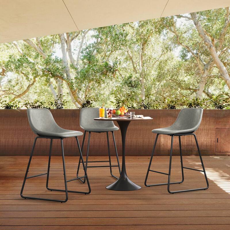 Modern 24.in Counter Height Bar Stool with PU Leather and Metal Frame Barstools for Kitchen Island
