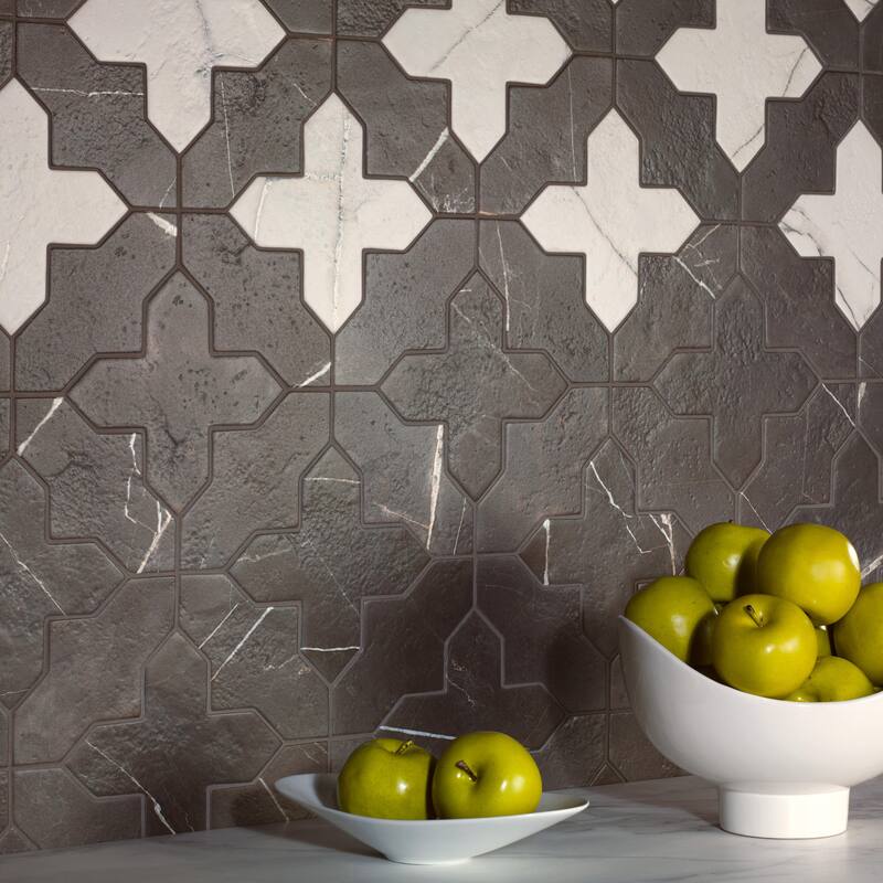 Merola Tile Istanbul Shield Night 2-3/8" x 8-1/4" Porcelain Floor and Wall Tile - Case (36 Tiles)