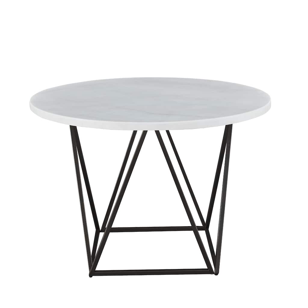 Steve Silver Ranger White Marble Top Round Dining Table