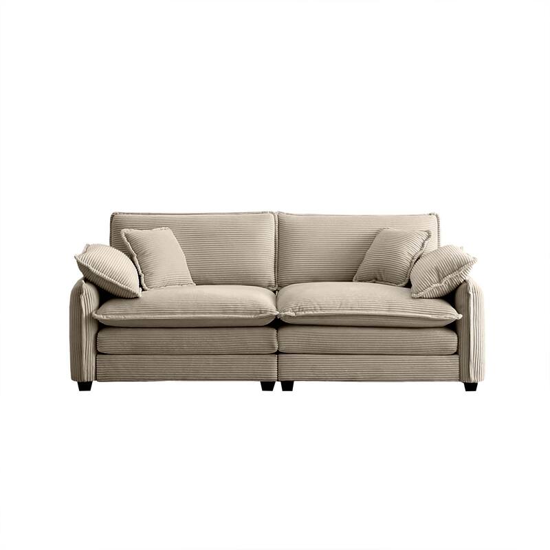Ergonomic Deep Seat Loveseat with Pillows and Removable Armrests