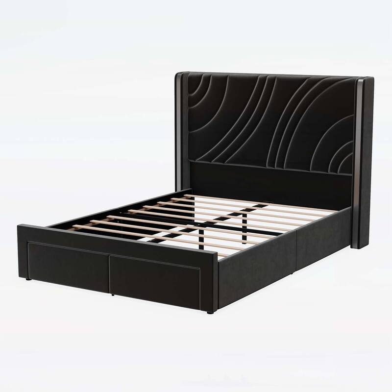 Comfortable Platform Bed with Practical Storage and Graceful Headboard for Dreamy Sleep