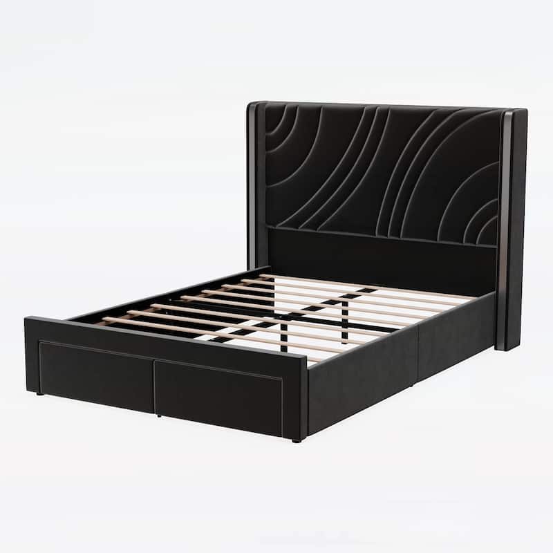 Luxurious Platform Bed with Storage and LED Headboard for Stylish Bedroom
