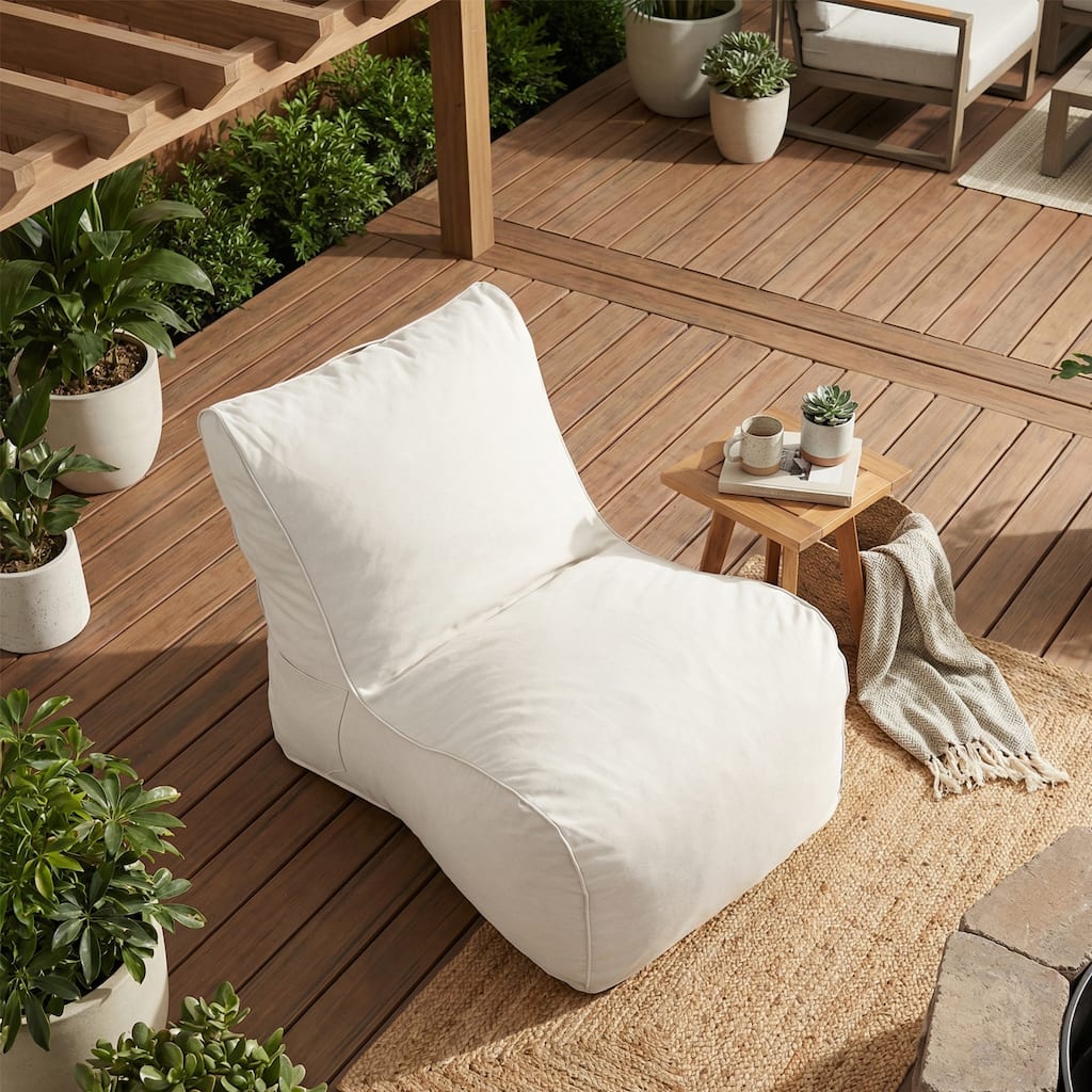 Christopher Knight Home - Moira Modern Outdoor Upholstered Bean Bag Chair with Shredded Foam Fill
