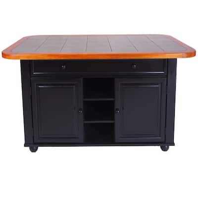 Kitchen Island with Storage & Towel Bar - Black Antique Finish, Adjustable Height, 60" Wide