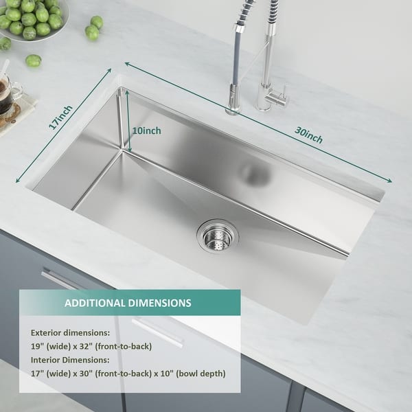 Undermount 16 Gauge Stainless Steel Single Bowl Kitchen Sink Bed Bath