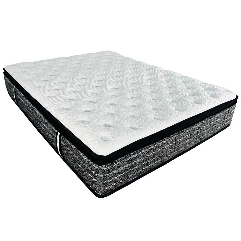 Premium 14 in. Pocket Coil Hybrid Mattress, Queen, Plush Gel Memory Foam Mattress, White/Gray - Queen