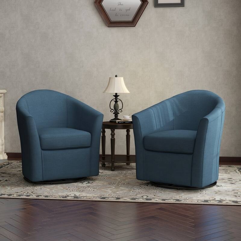 UIXE Swivel Barrel Accent Chair with Metal Base - 30.7"W x 29.9"H x 27.5"D