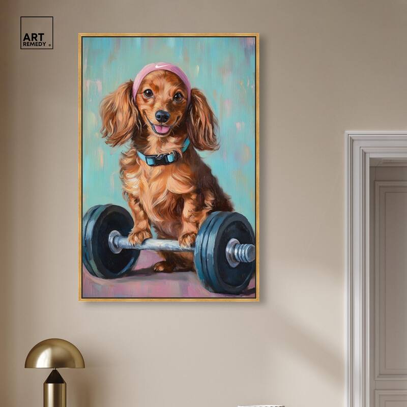 Cute Doxxie Work Out Canvas by Art Remedy