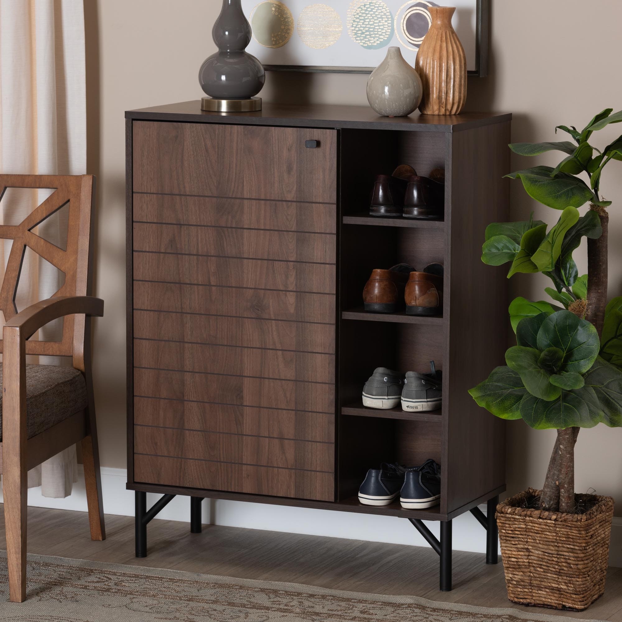 Josette Mid-Century Modern Transitional Walnut Brown Finished Wood