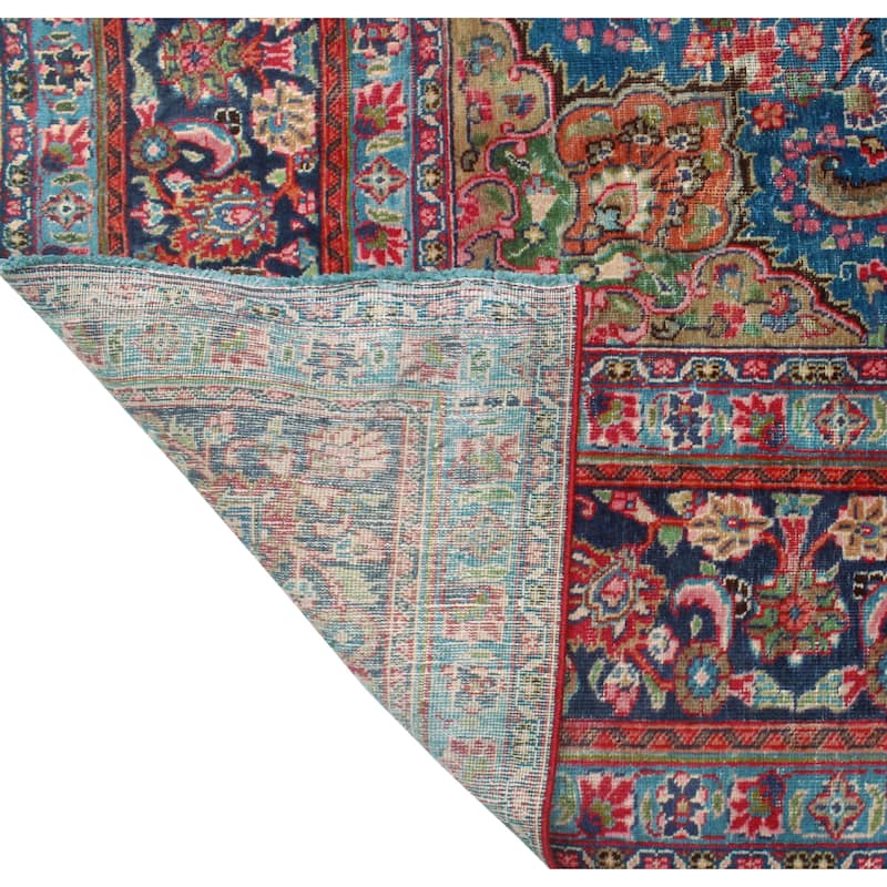 Vintage Distressed Farzana Red/Navy Rug - 9'7" x 12'4"