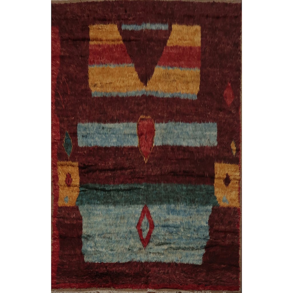 Hand Knotted Oriental 100% Wool Carpet Modern Tribal Red Moroccan Area Rug - 12' 1'' X 8' 11''