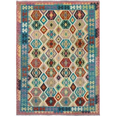 Flatweave Lolita Red/Blue Rug - 5'10" x 8'1"