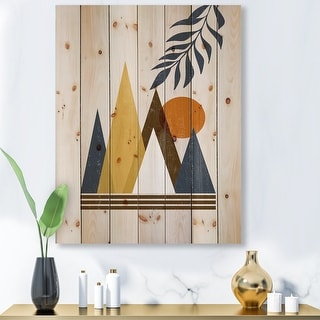 Designart Abstract Sun And Moon In Mountains I Modern Print On