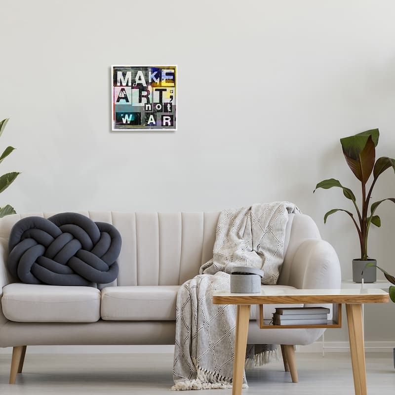 Stupell Make Art Not War Quirky Modern Typography Letters Framed Wall Art - Grey