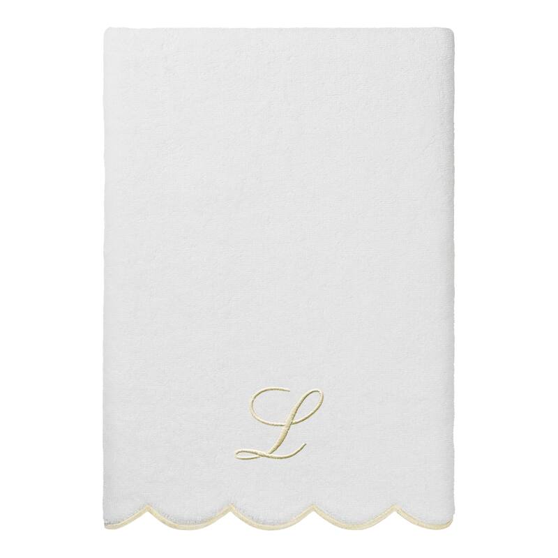 Authentic Hotel and Spa 100% Turkish Cotton Beige ADORNIA Scallop Personalized 3 Piece Towel Set - 3 Piece Set