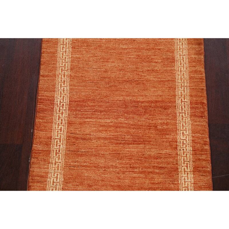 Modern Bordered Gabbeh Kashkoli Oriental Runner Rug Wool Hand-knotted - 2'10" x 9'0"