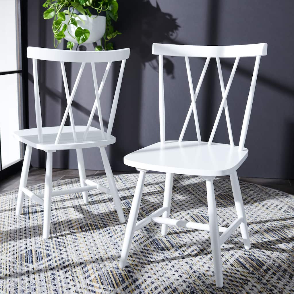 SAFAVIEH Treva Spindle Back White Dining Chair (Set of 2) - 20.9" W x 19.7" L x 34.1" H - 21Wx20Dx34H