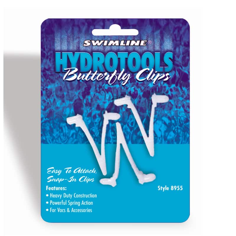 3 White HydroTools Butterfly Snap-In Clips Pool Accessory 2.5"