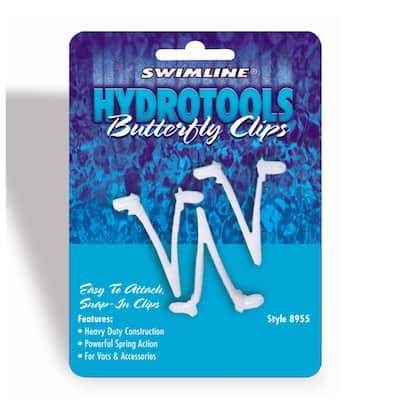 3 White HydroTools Butterfly Snap-In Clips Pool Accessory 2.5"
