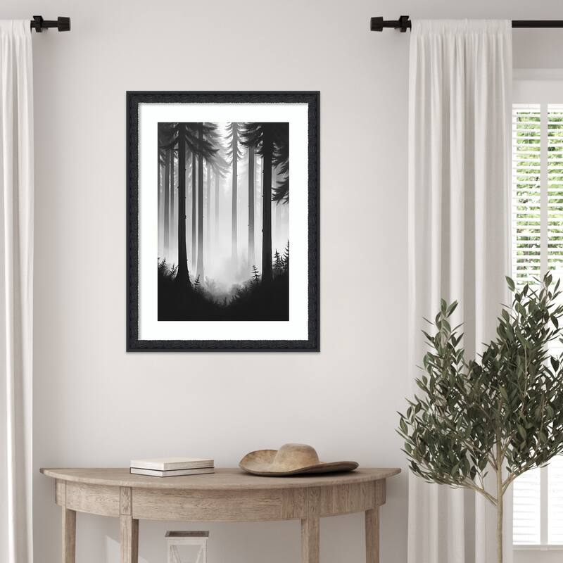 Contrast Trees No. 2 by Tradelink inhouse artist Wood Framed Wall Art Print - Bethany Black