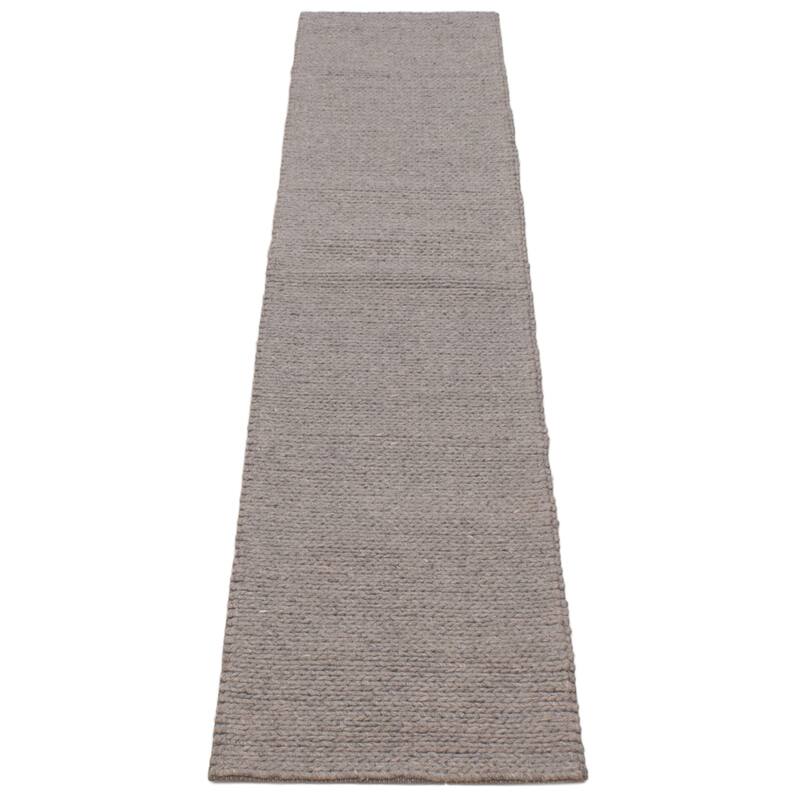 ECARPETGALLERY Braid weave Sienna Grey Wool Rug - 1'11 x 9'3