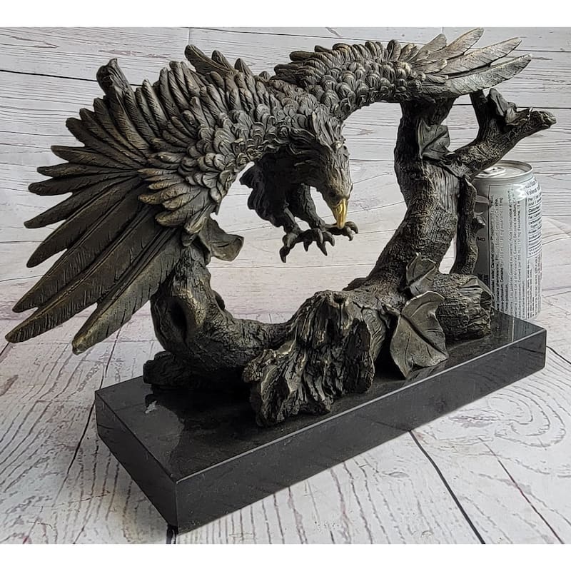 Original Milo Large American Bad Eagle Landing Bronze Sculpture Statue Figurine