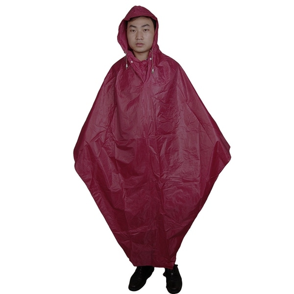 Unique Bargains Man Woman Water Resistant Bicycle Bike Rain Poncho Raincoat Burgundy