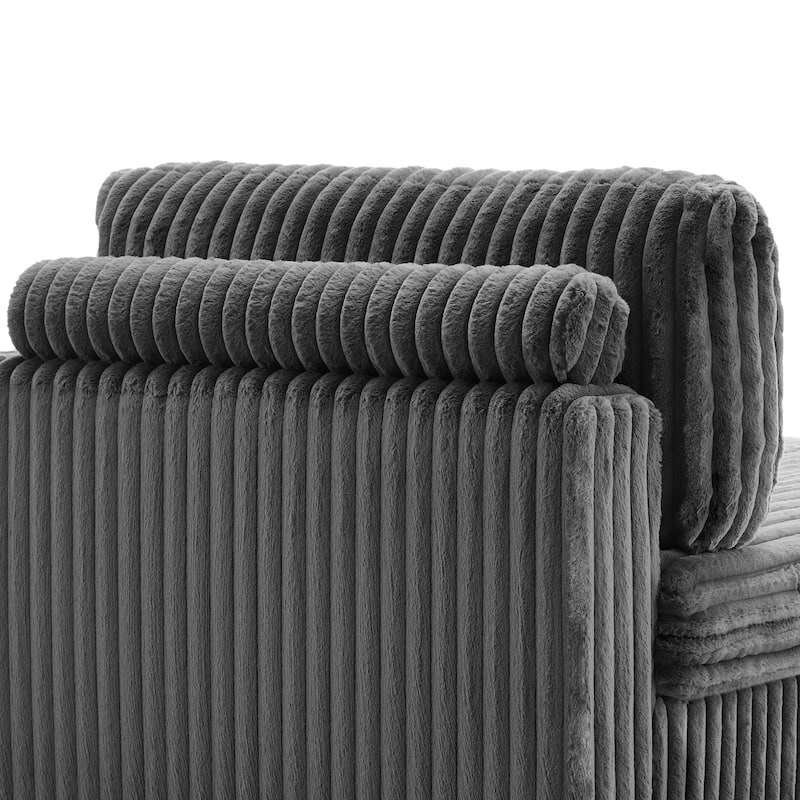42" W Plush Corduroy Upholstered Chaise Lounge Sleeper for Living