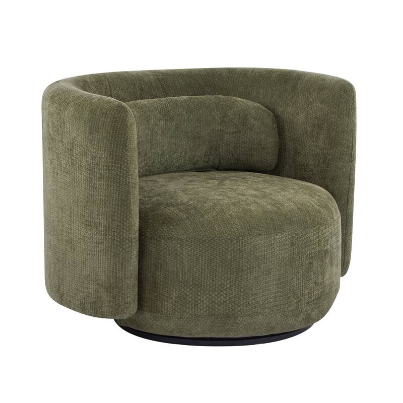 Christopher Knight Home - Swivel Green Fabric Accent Armchair with Lumbar Pillow
