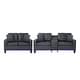 preview thumbnail 1 of 8, Genesis Black PVC Fabric Sofa Loveseat Living Room Set with LED Lights, USB Charger, Storage Console, Cupholder, Tufted Cushions