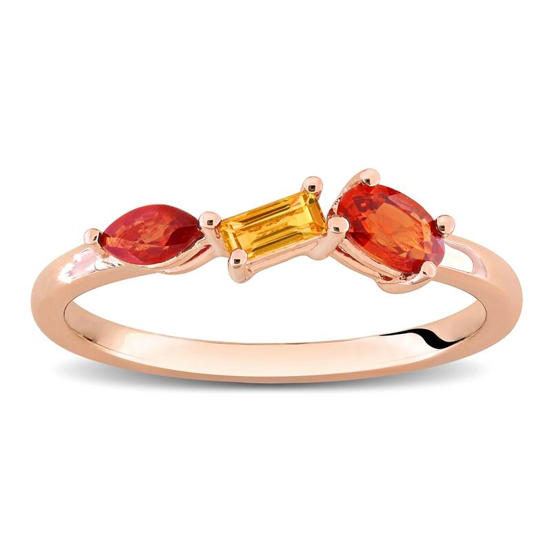 Miadora Multi-Gem Three Stone Ring Sterling Silver