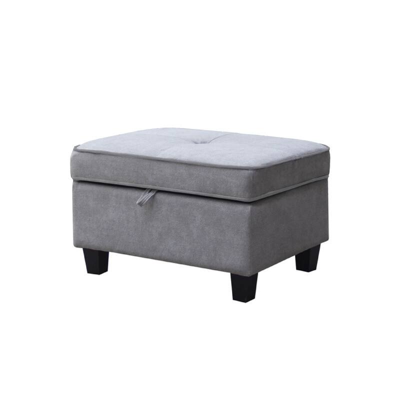 Kyna Sectional Sofa, 4 Pillows, Left Chaise, Storage Ottoman, Gray