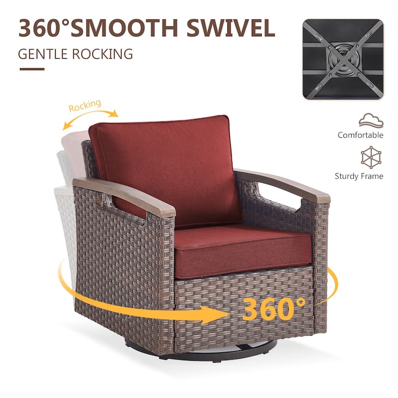 Gymojoy Patio Swivel Rocker Patio Chairs of 2 with Water-Resistant Olefin Cushions and Side Table
