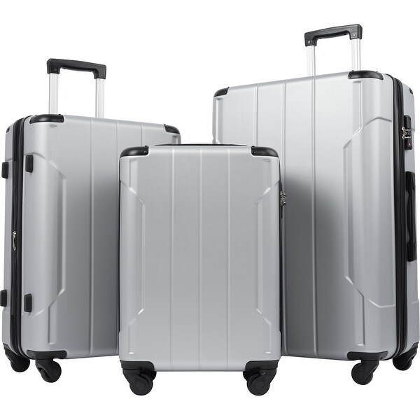 Merax 3Pcs Lightweight Expandable Luggage Set with TSA, 20" 24" 28". Opens flyout.