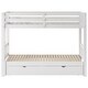 preview thumbnail 18 of 17, Twin over Pull-out Low Wood Bunk Bed Frame with High Guardrail and Wood Slats, Floor Bed Bottom Trundle, No Boxspring Required