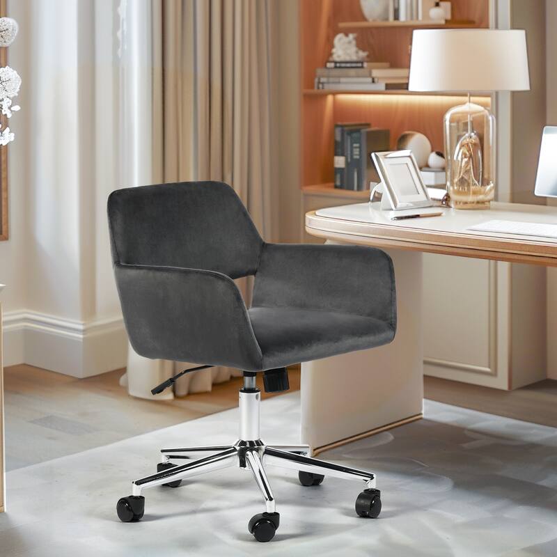 HomyLin Swivel Mid Back Upholstery Desk Chair with Rolling Casters