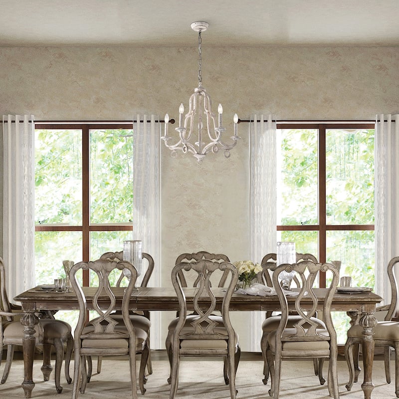 Antique White 5-Light Farmhouse Distressed Chandelier