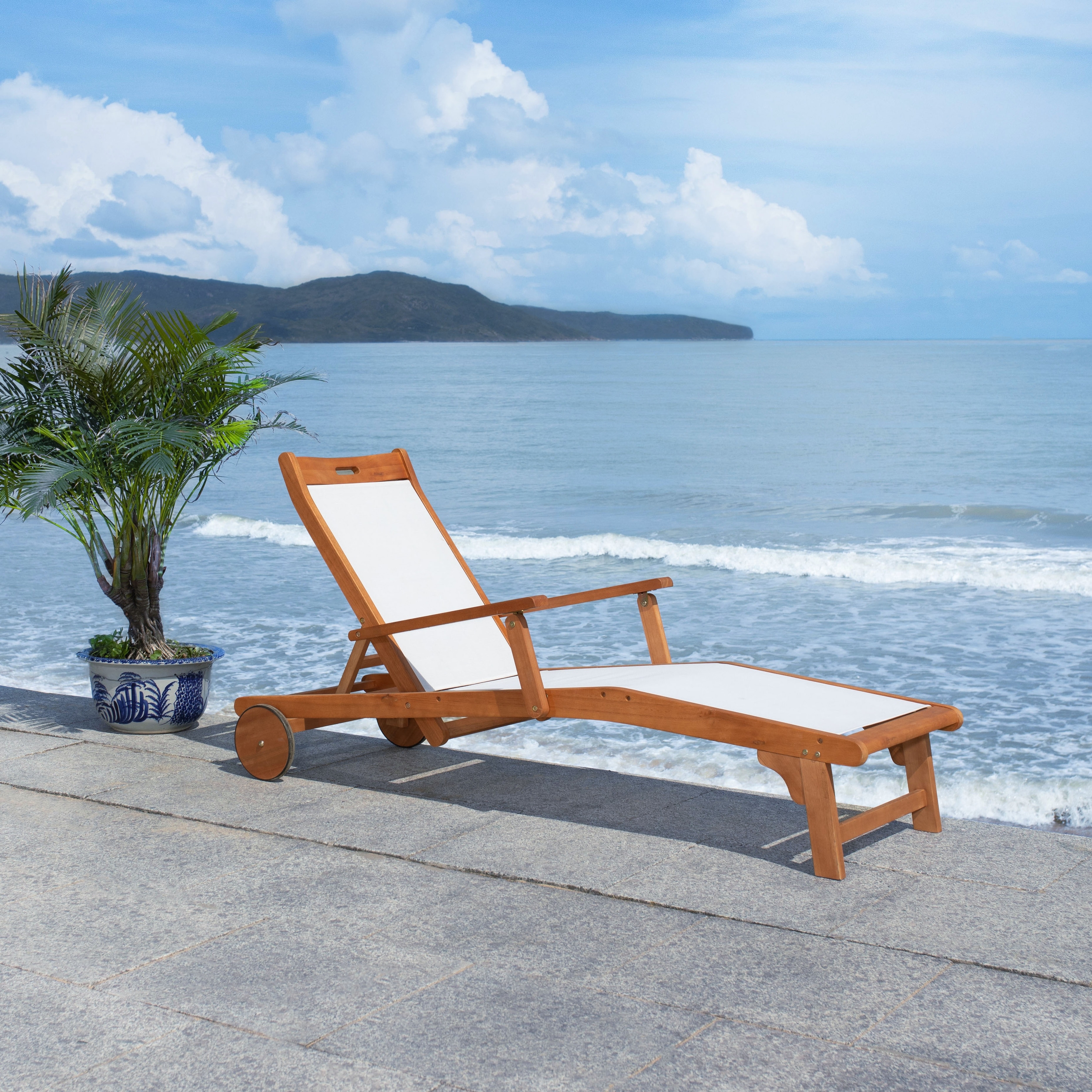 Sun lounger top with wheels