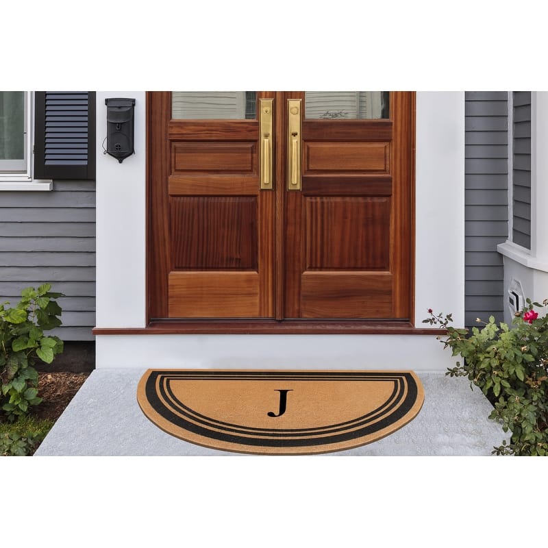 A1HC Natural Coir Flock Beige 30 in x 60 in Coir & PVC Durable Door Mat for Outdoor Entrance Monogrammed Doormat