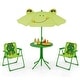 preview thumbnail 2 of 4, 4 Pieces Kids Picnic Set with 2 Folding Chairs and Height Adjustable Umbrella-Light Green Multi