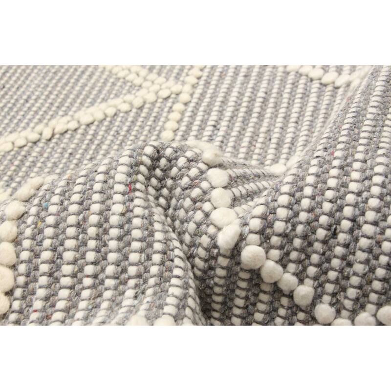 ECARPETGALLERY Braid weave Sienna Grey Wool Rug - 6'1 x 9'2