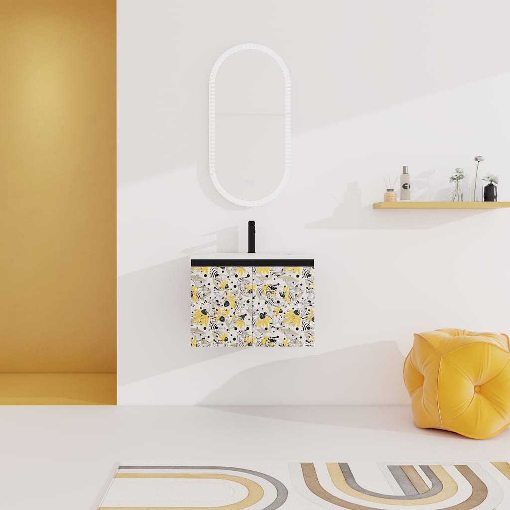 24'' Floating Wall-Mounted Bathroom Vanity With Ceramics Sink & Soft-Close Cabinet Door