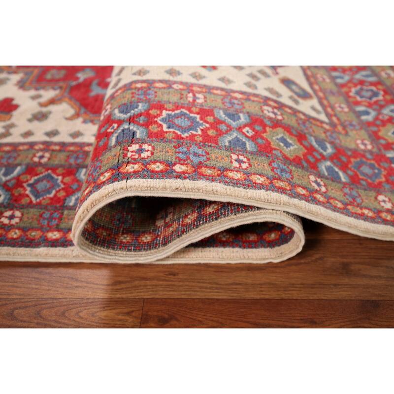 Kazak Oriental Area Rug Hand-Knotted Traditional Wool Carpet - 4'11" x 6'8"