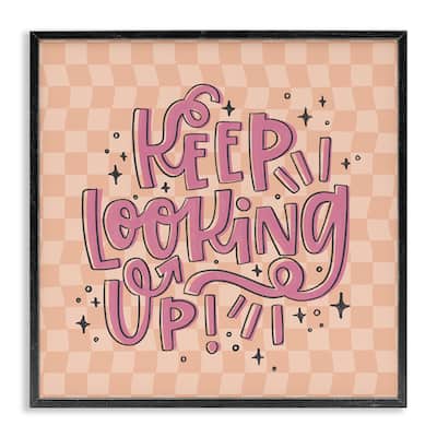 Stupell Keep Looking Up on Checkered Framed Giclee Art Design By Sarah Hickman