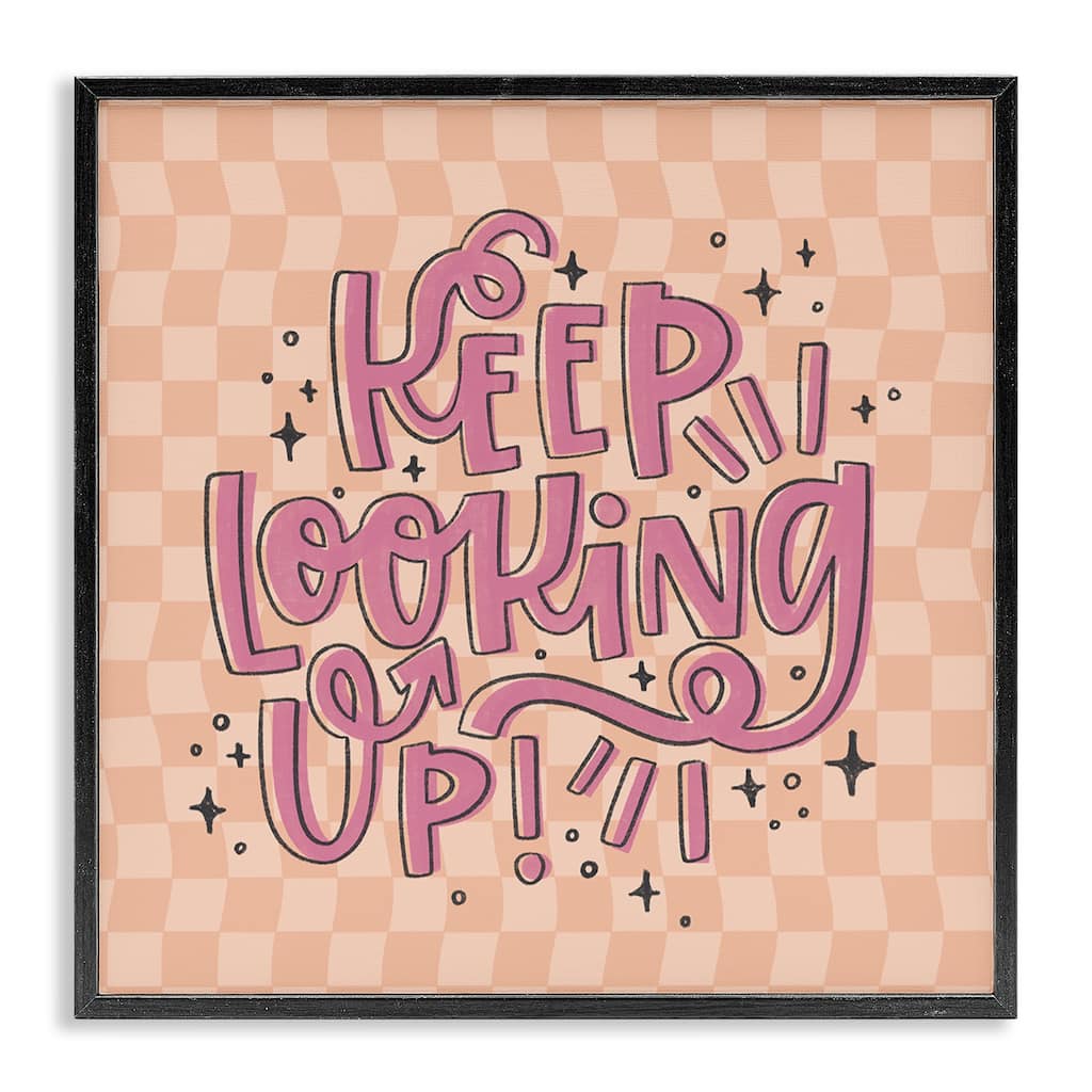 Stupell Keep Looking Up on Checkered Framed Giclee Art Design By Sarah Hickman