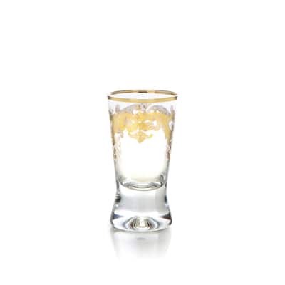 Liqueur Glasses with 24k Gold Artwork, Set of 6