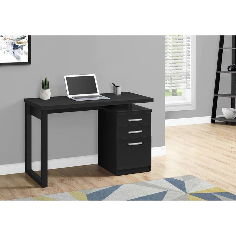 Contemporary Computer Desk with 3 Drawers, Reversible Setup, and Sleek Design for Home or Office Use