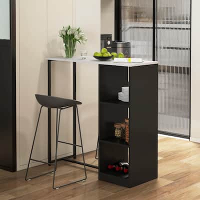 Bar Table with 3-bottle Wine Rack, 3 Storage Shelves
