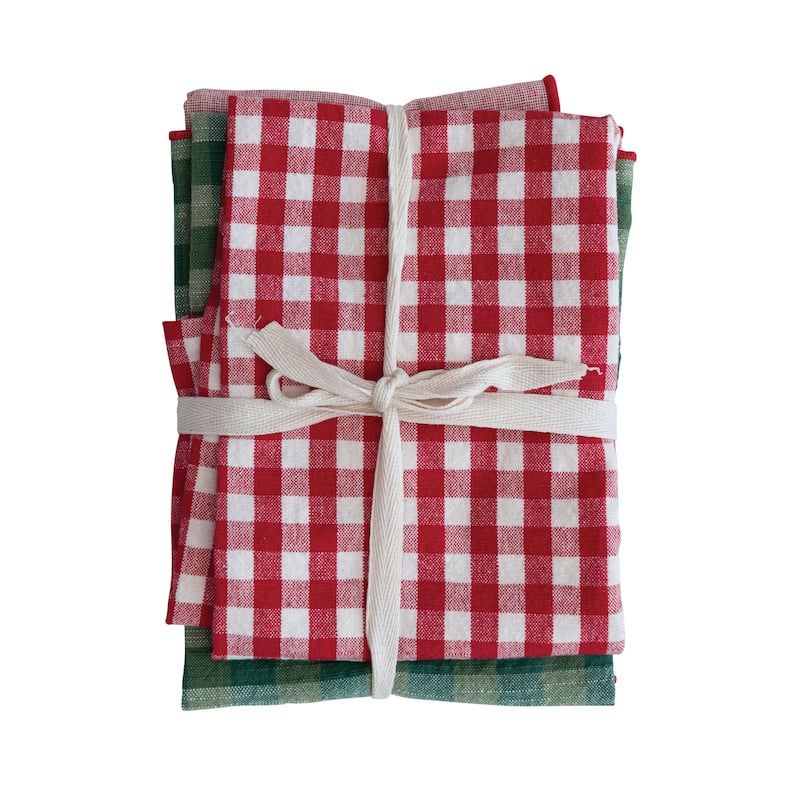 Woven Cotton Tea Towels, Set of 3 - Multi - Single